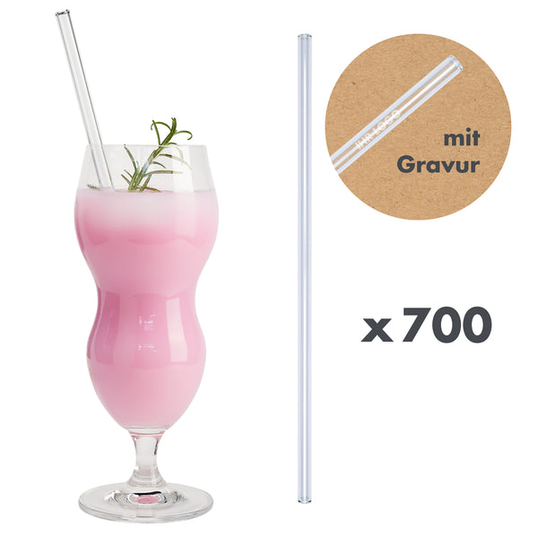 700er Karton Glastrinkhalme in Klar (27 cm) inkl. Gravur