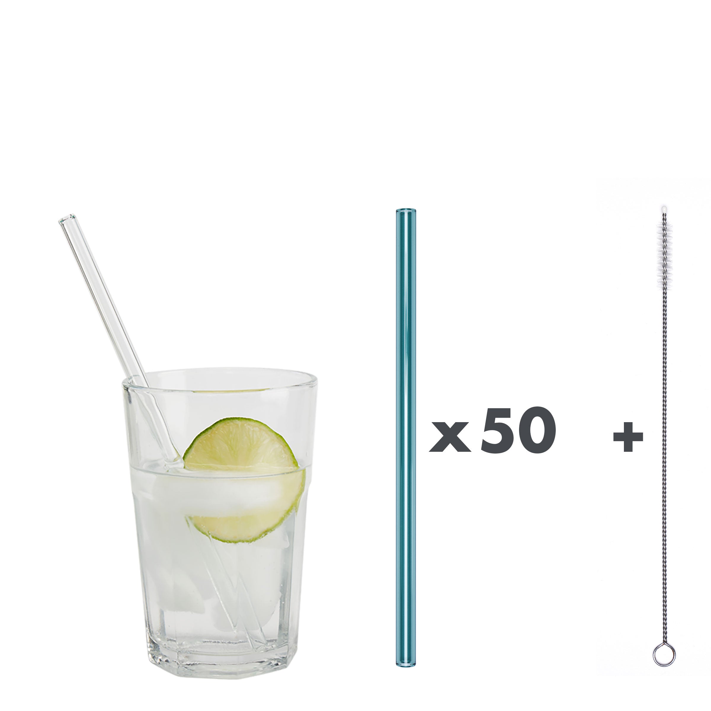 Unser 20 cm langer Standard-Glastrinkhalm passt in jedes Trinkglas - ein echter „Tausendsassa“ also! Ob Longdrink, Saftschorle, Wasser oder Softdrink: der 20 cm lange Tausendsassa freut sich über jede Erfrischung!  Im Set enthalten sind 50 blaugrüne Glastrinkhalme (20 cm, gerade) in einer sicheren Verpackung und eine Reinigungsbürste aus Nylon oder Baumwolle.  Produktmaße Länge: 20 cm  Durchmesser: 8 mm