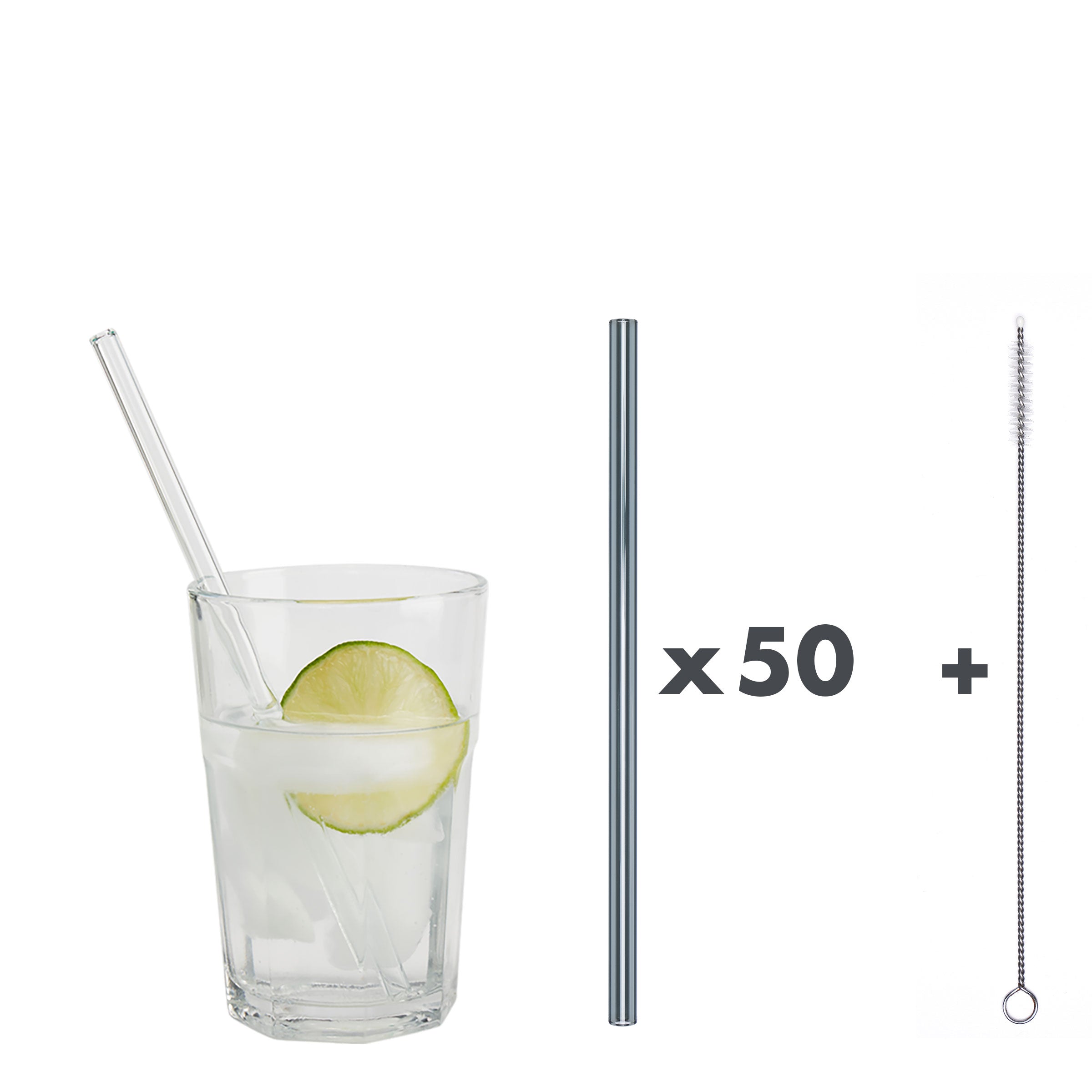 Unser 20 cm langer Standard-Glastrinkhalm passt in jedes Trinkglas - ein echter „Tausendsassa“ also! Ob Longdrink, Saftschorle, Wasser oder Softdrink: der 20 cm lange Tausendsassa freut sich über jede Erfrischung!  Im Set enthalten sind 50 Glastrinkhalme in Grau (20 cm, gerade) in einer sicheren Verpackung und eine Reinigungsbürste aus Nylon oder Baumwolle.  Produktmaße Länge: 20 cm  Durchmesser: 8 mm