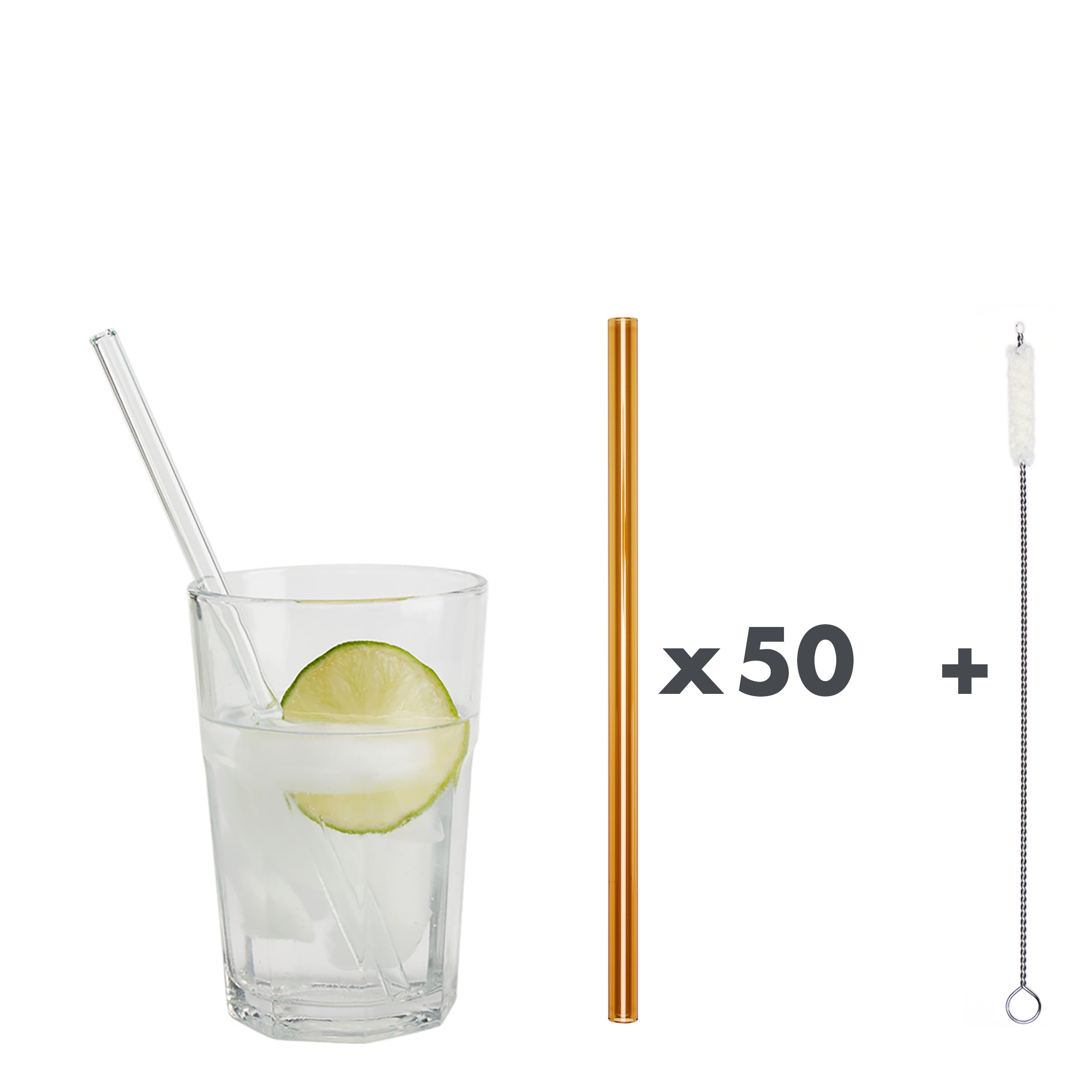 Unser 20 cm langer Standard-Glastrinkhalm passt in jedes Trinkglas - ein echter „Tausendsassa“ also! Ob Longdrink, Saftschorle, Wasser oder Softdrink: der 20 cm lange Tausendsassa freut sich über jede Erfrischung!  Im Set enthalten sind 50 Glastrinkhalme in Lightamber (20 cm, gerade) in einer sicheren Verpackung und eine Reinigungsbürste aus Nylon oder Baumwolle.  Produktmaße Länge: 20 cm  Durchmesser: 8 mm